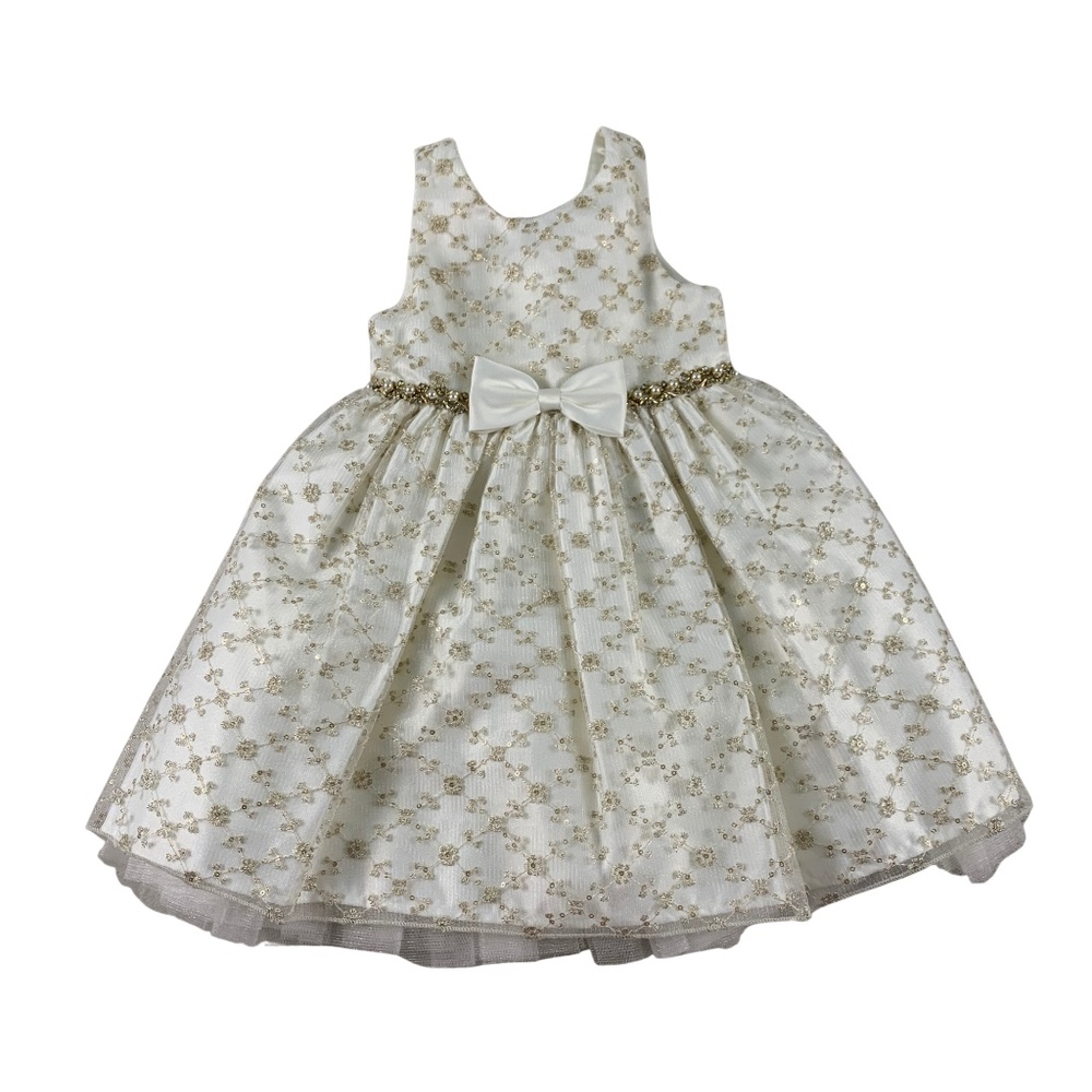 American Princess Sequin Gold Formal Dress Women's 2T Decorative Bow